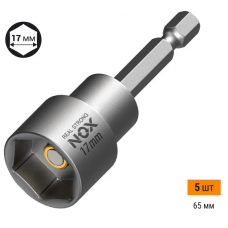 Головка торцевая NOX магнитная 17х65мм, ПВХ NUT SETTER 5 шт/уп.